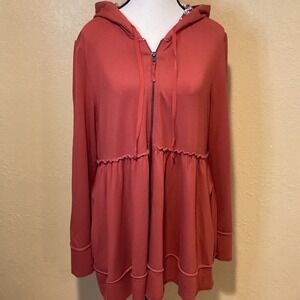 Evy's Tree Sophie Jacket, Deep Red Size Extra Large, Patchwork Lined Hood